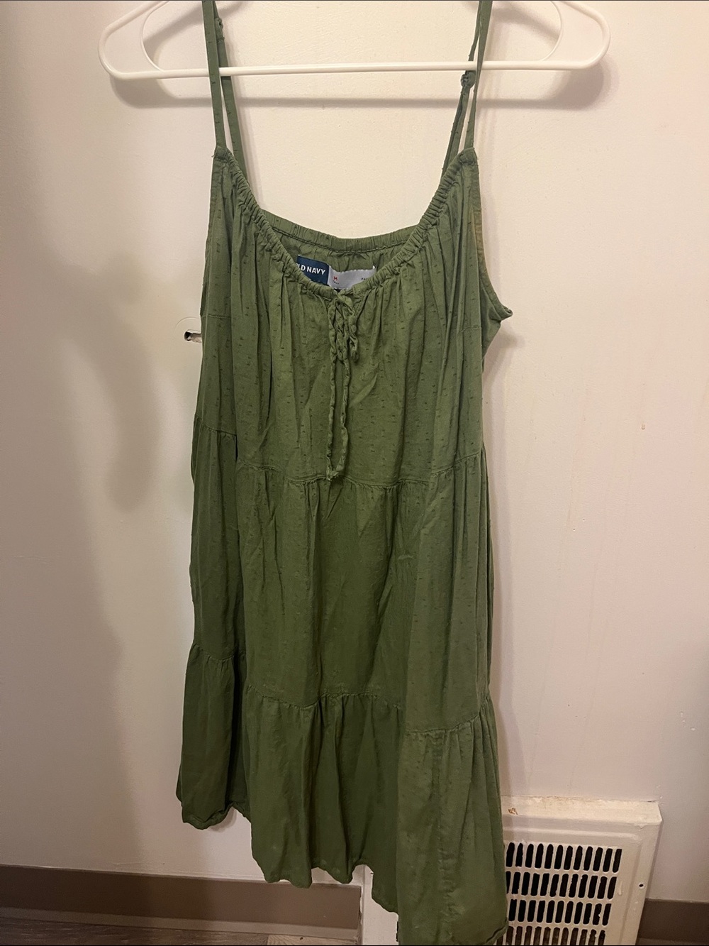 Old Navy Olive Tiered Spaghetti Strap Camisole Dress